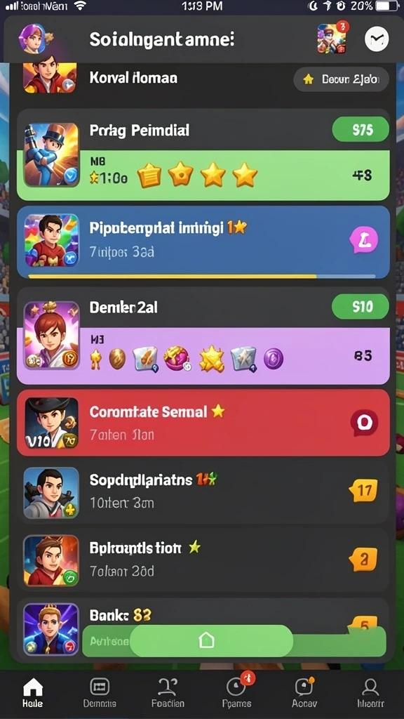 Screenshot pertama menunjukkan tema permainan yang menarik dengan warna cerah.
