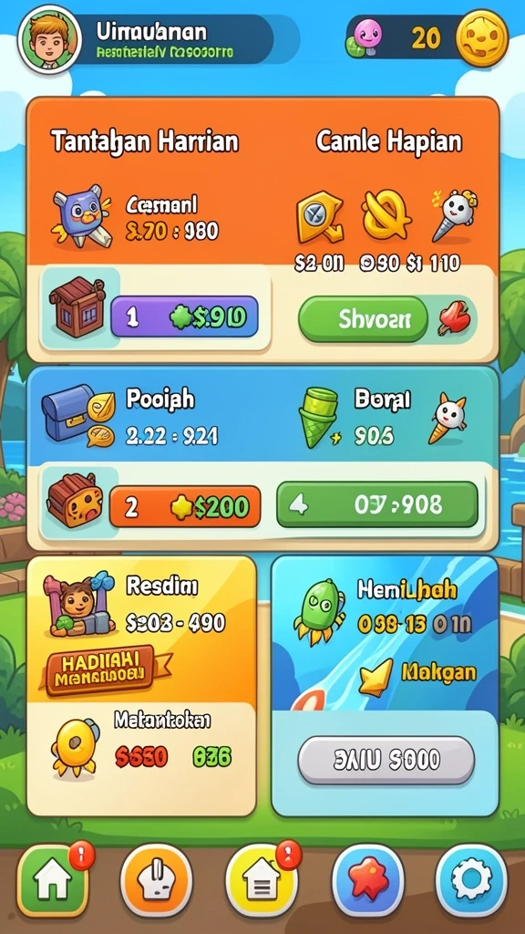Tampilan layar utama dengan berbagai tema mesin slot.